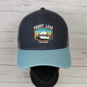 Fahrenheit Headwear Trucker Hat Men's OSFM Snapback Priest Lake Idaho Navy Gray